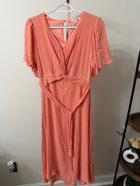 mittoshop Coral Knot-Front Midi Dress